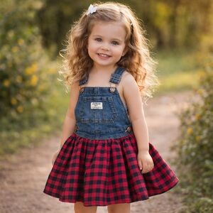 OshKosh B’gosh Denim & Buffalo Plaid Jumper Dress | Girls 4T